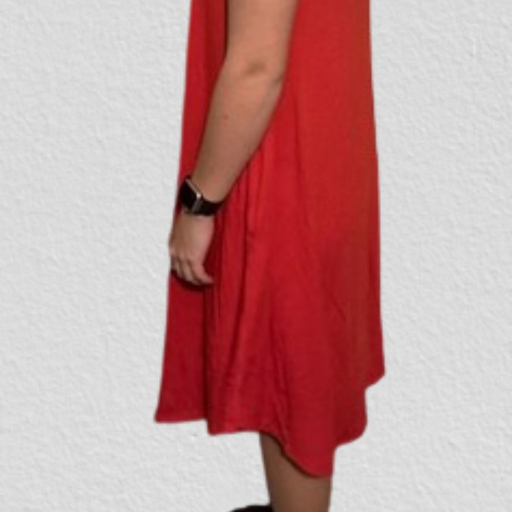 Red Tank Top Dress with Pockets T1481 NWT Boutique - Picture 13 of 13